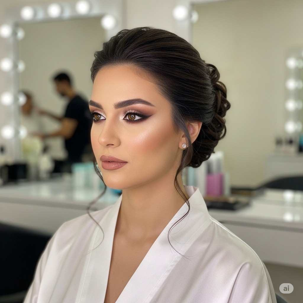 آکادمی زیبایی فرانک رئوف میکاپ و شنیون عروس در سالن زیبایی در مشهد هاشمیه